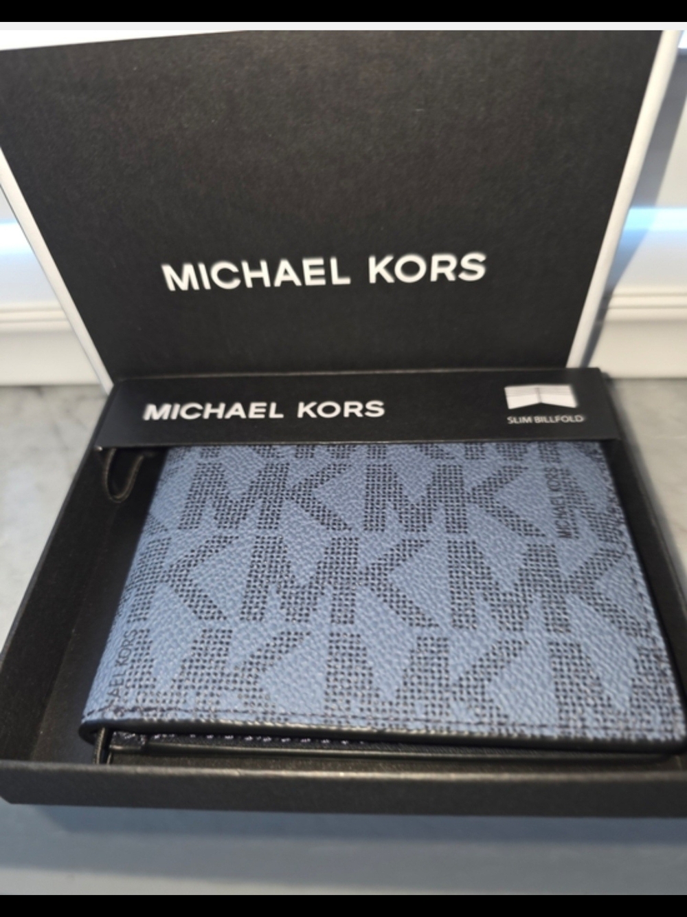 Michael Kors Blue MK Logo Billfold Wallet